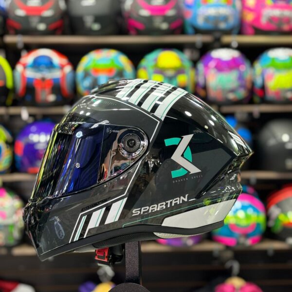 CASCO CERTIFICADO SPARTAN DRAKEN MENTA – COMBO VISOR TRANSPARENTE + VISOR DE COLOR + PELÍCULA ANTIEMPAÑANTE - Imagen 5