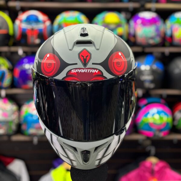 CASCO CERTIFICADO SPARTAN DRAKEN LAUGHTER – COMBO VISOR TRANSPARENTE + VISOR DE COLOR + PELÍCULA ANTIEMPAÑANTE - Imagen 3