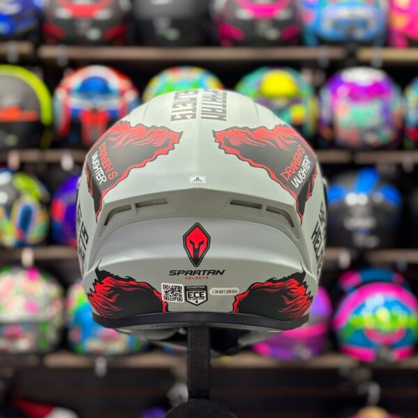 CASCO CERTIFICADO SPARTAN DRAKEN LAUGHTER – COMBO VISOR TRANSPARENTE + VISOR DE COLOR + PELÍCULA ANTIEMPAÑANTE - Imagen 7