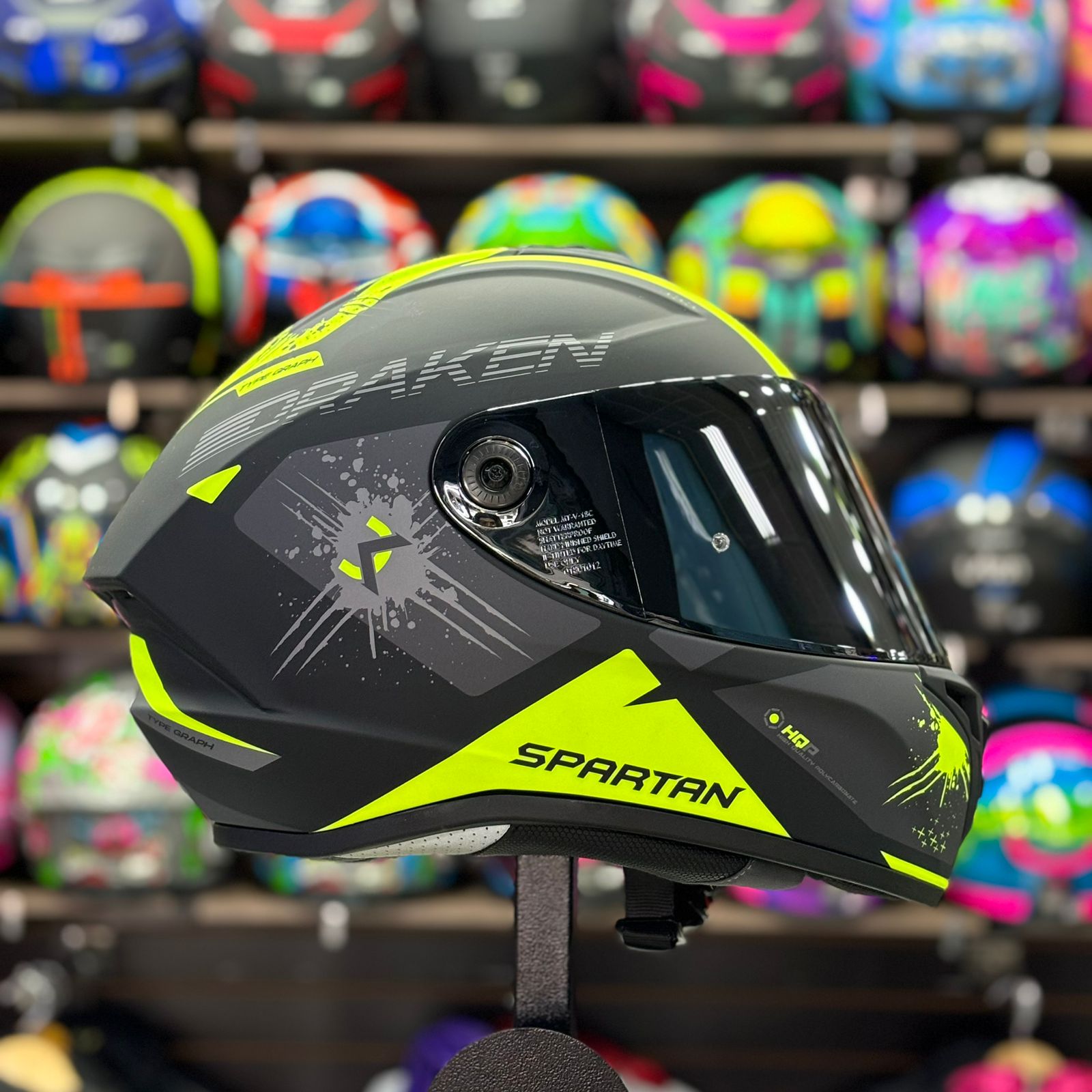 CASCO CERTIFICADO SPARTAN DRAKEN TYPE GRAPH – COMBO VISOR TRANSPARENTE + VISOR DE COLOR + PELÍCULA ANTIEMPAÑANTE