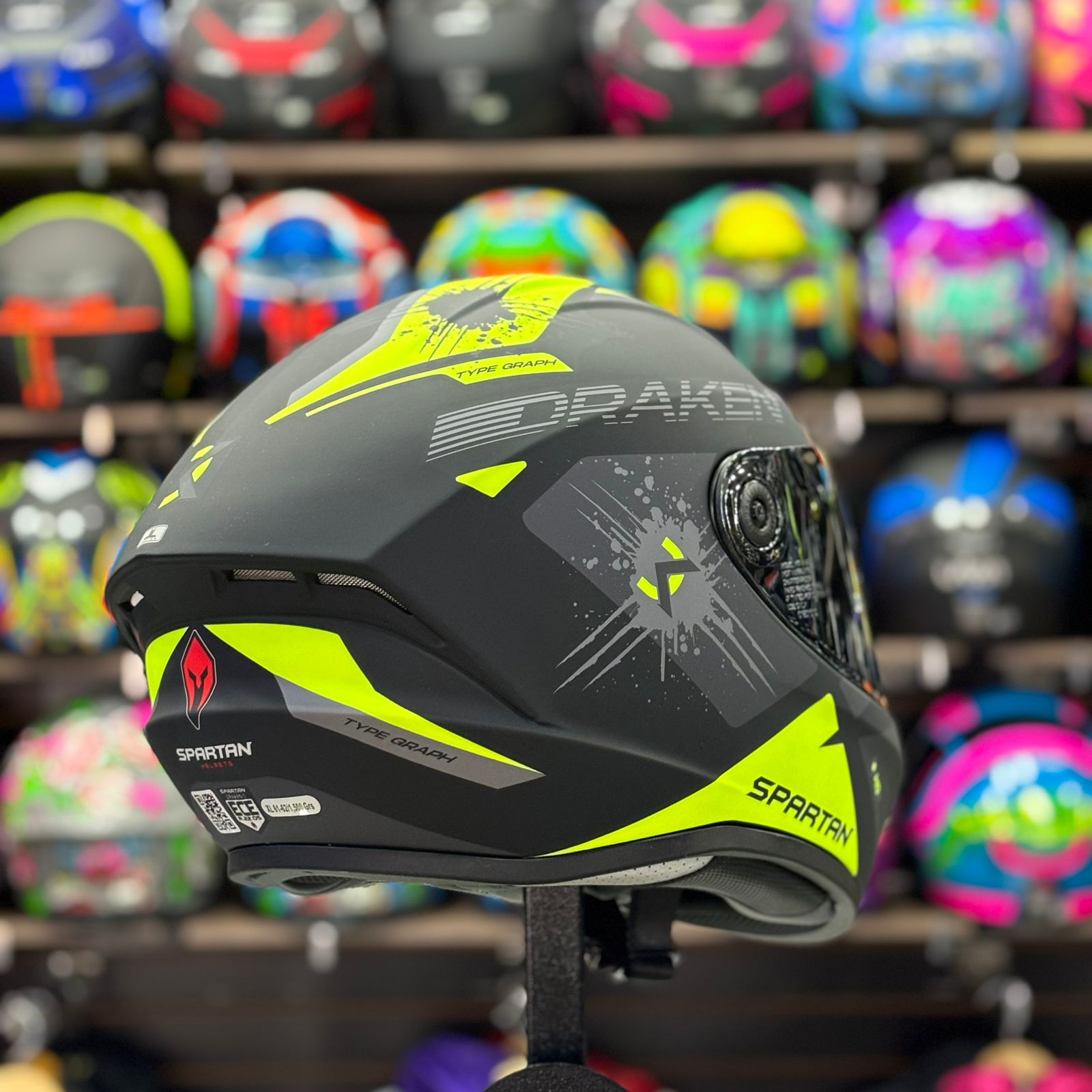 CASCO CERTIFICADO SPARTAN DRAKEN TYPE GRAPH – COMBO VISOR TRANSPARENTE + VISOR DE COLOR + PELÍCULA ANTIEMPAÑANTE - Imagen 3