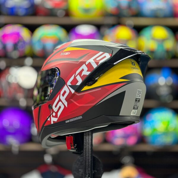 CASCO CERTIFICADO XSPORTS M67 VORTIX ROJO – COMBO VISOR DE COLOR + VISOR TRANSPARENTE + PELÍCULA ANTIEMPAÑANTE - Imagen 4
