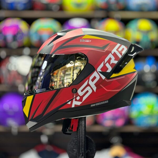 CASCO CERTIFICADO XSPORTS M67 VORTIX ROJO – COMBO VISOR DE COLOR + VISOR TRANSPARENTE + PELÍCULA ANTIEMPAÑANTE - Imagen 2