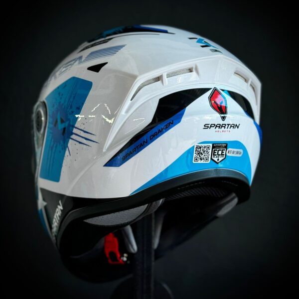 CASCO CERTIFICADO SPARTAN DRAKEN BLANCO AZUL - Imagen 2