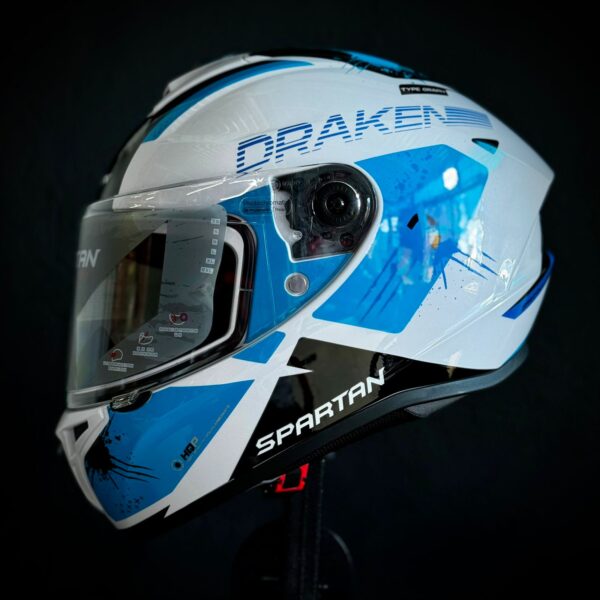 CASCO CERTIFICADO SPARTAN DRAKEN BLANCO AZUL
