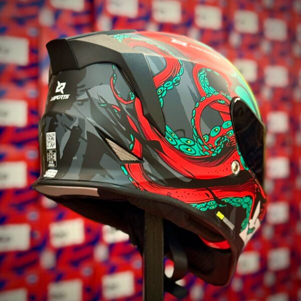 CASCO CERTIFICADO XSPORTS V151- OCTOPUS ROJO - Imagen 3