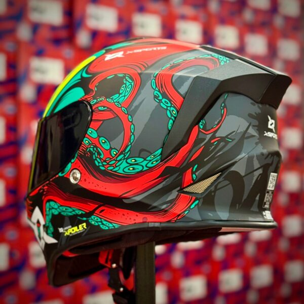 CASCO CERTIFICADO XSPORTS V151- OCTOPUS ROJO - Imagen 2
