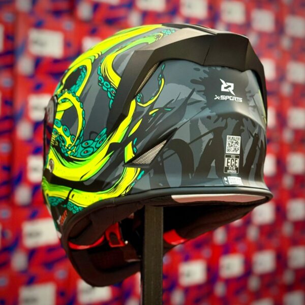 CASCO CERTIFICADO XSPORTS V151- OCTOPUS VERDE NEON - Imagen 2