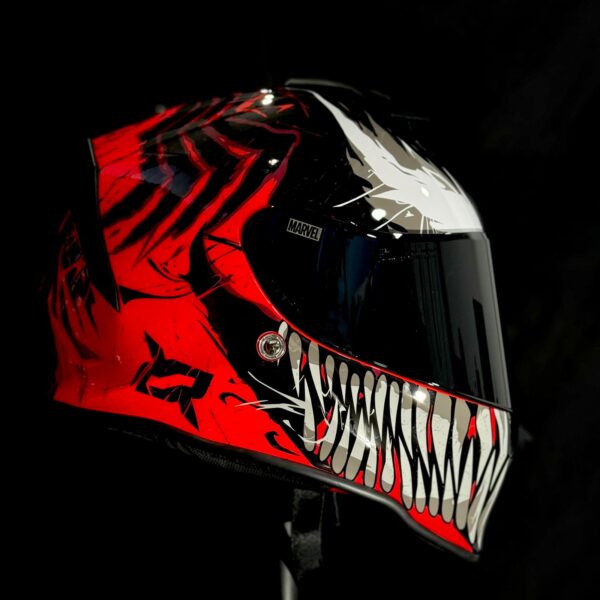 CASCO CERTIFICADO XSPORTS MARVEL CARNAGE + INTERCOMUNICADOR Q58 - Imagen 4