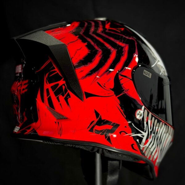 CASCO CERTIFICADO XSPORTS MARVEL CARNAGE + INTERCOMUNICADOR Q58 - Imagen 3