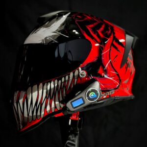 CASCO CERTIFICADO XSPORTS MARVEL CARNAGE + INTERCOMUNICADOR Q58
