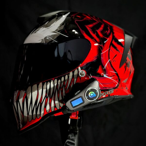 CASCO CERTIFICADO XSPORTS MARVEL CARNAGE + INTERCOMUNICADOR Q58