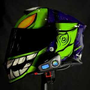 CASCO CERTIFICADO XSPORTS MARVEL GREEN DOBLIN + INTERCOMUNICADOR Q58