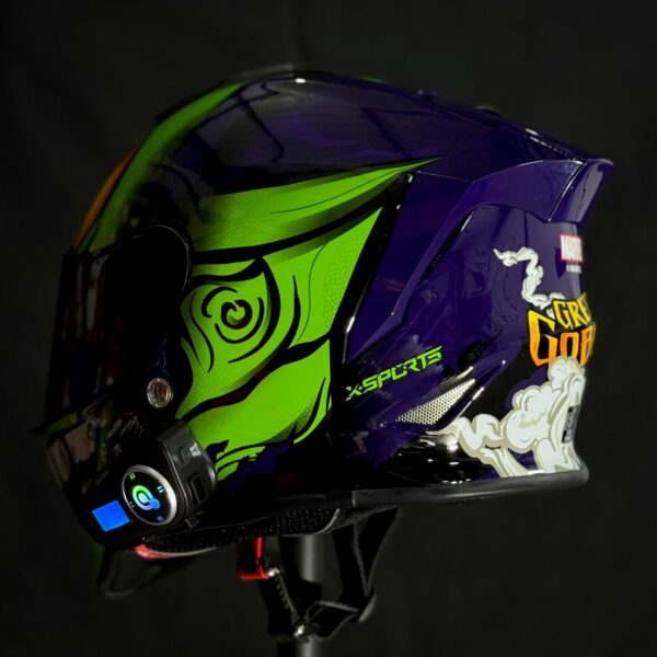 CASCO CERTIFICADO XSPORTS MARVEL GREEN DOBLIN + INTERCOMUNICADOR Q58 - Imagen 2