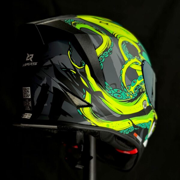 CASCO CERTIFICADO XSPORTS V151- OCTOPUS VERDE NEON - Imagen 3