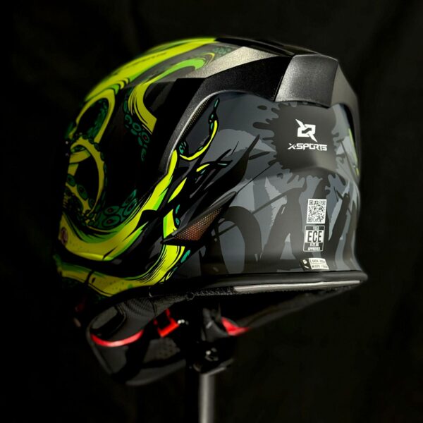 CASCO CERTIFICADO XSPORTS V151- OCTOPUS VERDE NEON - Imagen 2
