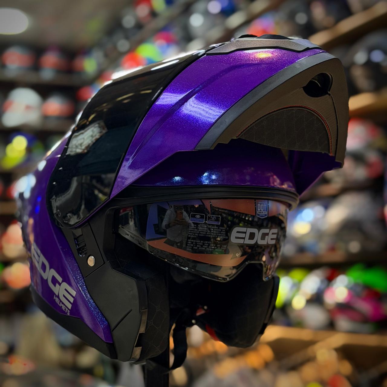 CASCO CERTIFICADO EDGE ABATIBLE – SHINE PURPLE - Imagen 2