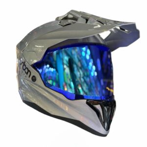 CASCO CERTIFICADO DOBLE PROPÓSITO URBAN BIKER - URBAN 89 TITANIUM STORM CON VISOR AZUL + VISOR TRANSPARENTE + PELÍCULA ANTIEMPAÑANTE