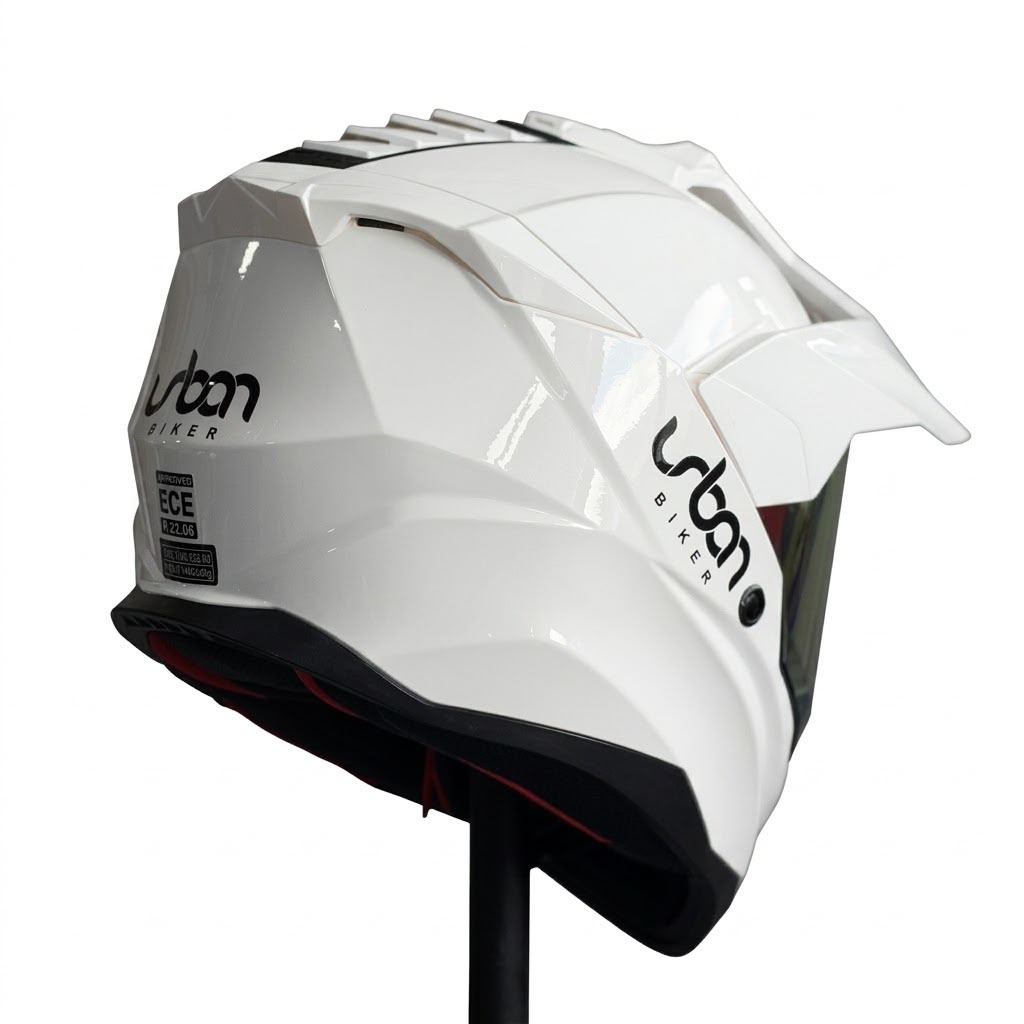 CASCO CERTIFICADO DOBLE PROPÓSITO URBAN BIKER – URBAN 89 PEARL BLAZE CON VISOR ROJO IRIDIUM + VISOR TRANSPARENTE + PELÍCULA ANTIEMPAÑANTE - Imagen 6