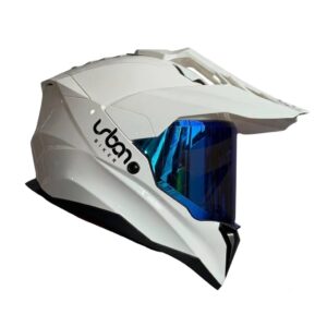 CASCO CERTIFICADO DOBLE PROPÓSITO URBAN BIKER – URBAN 89 PEARL BLAZE CON VISOR AZUL + VISOR TRANSPARENTE + PELÍCULA ANTIEMPAÑANTE