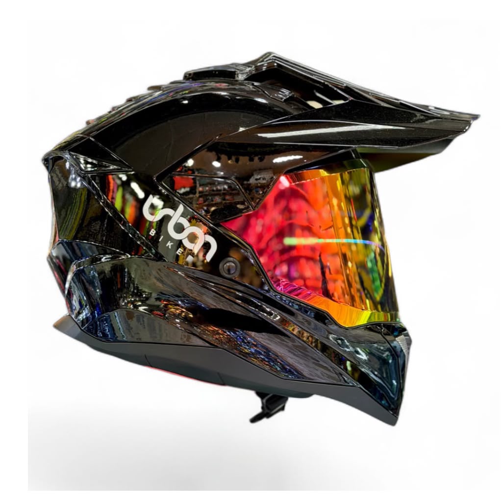CASCO CERTIFICADO DOBLE PROPÓSITO URBAN BIKER - URBAN 89 OBSIDIAN SHINE CON VISOR ROJO TORNASOL + VISOR TRANSPARENTE + PELÍCULA ANTIEMPAÑANTE - Imagen 2