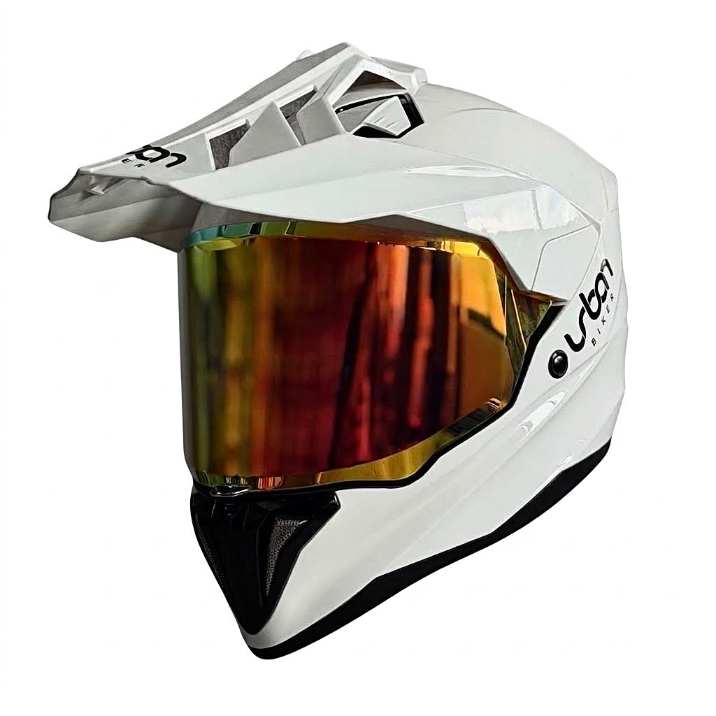CASCO CERTIFICADO DOBLE PROPÓSITO URBAN BIKER – URBAN 89 PEARL BLAZE CON VISOR ROJO IRIDIUM + VISOR TRANSPARENTE + PELÍCULA ANTIEMPAÑANTE - Imagen 2