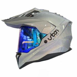 CASCO CERTIFICADO DOBLE PROPÓSITO URBAN BIKER - URBAN 89 TITANIUM STORM CON VISOR AZUL + VISOR TRANSPARENTE + PELÍCULA ANTIEMPAÑANTE