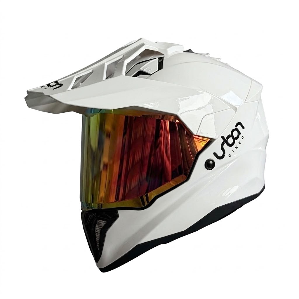 CASCO CERTIFICADO DOBLE PROPÓSITO URBAN BIKER – URBAN 89 PEARL BLAZE CON VISOR ROJO IRIDIUM + VISOR TRANSPARENTE + PELÍCULA ANTIEMPAÑANTE - Imagen 3