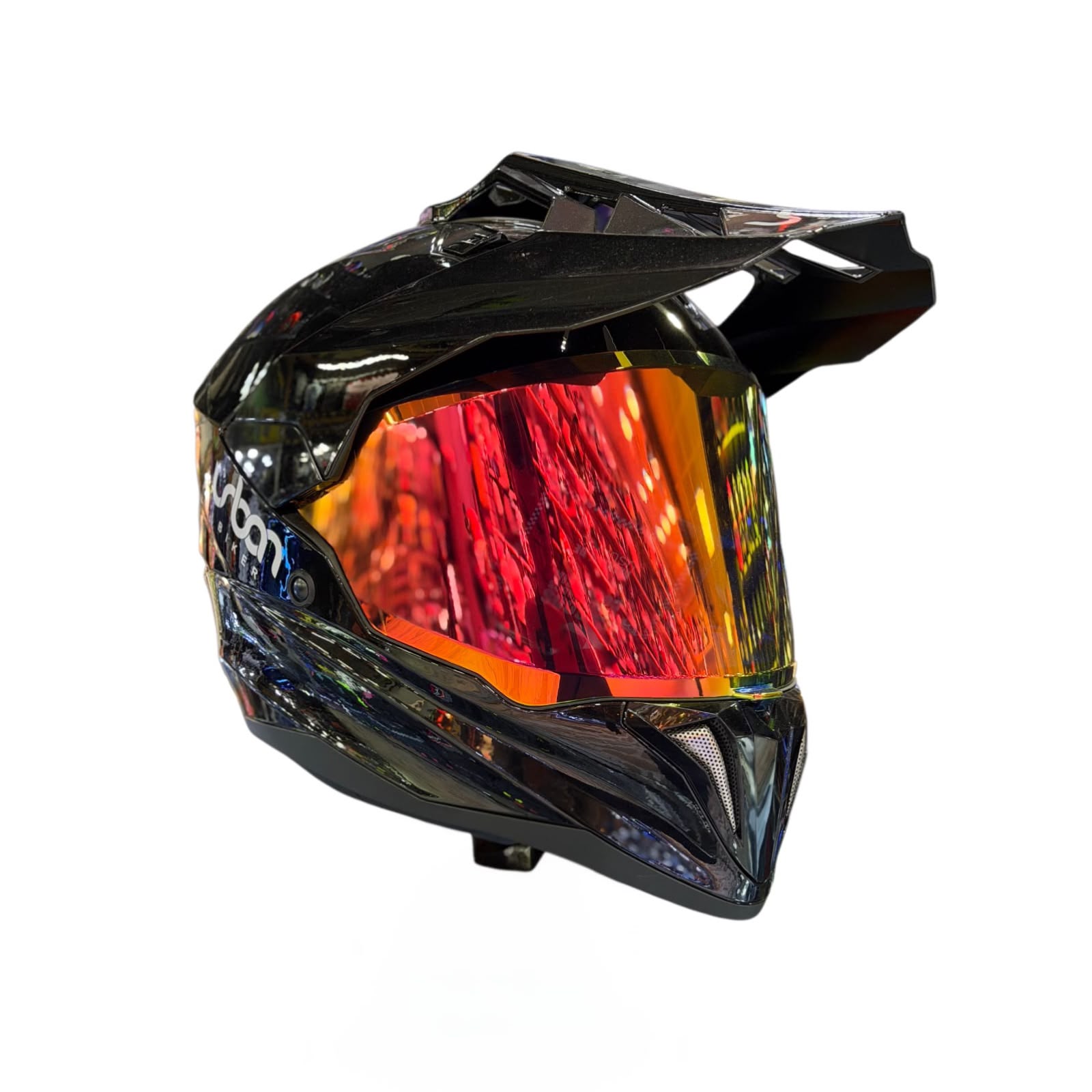 CASCO CERTIFICADO DOBLE PROPÓSITO URBAN BIKER - URBAN 89 OBSIDIAN SHINE CON VISOR ROJO TORNASOL + VISOR TRANSPARENTE + PELÍCULA ANTIEMPAÑANTE - Imagen 3