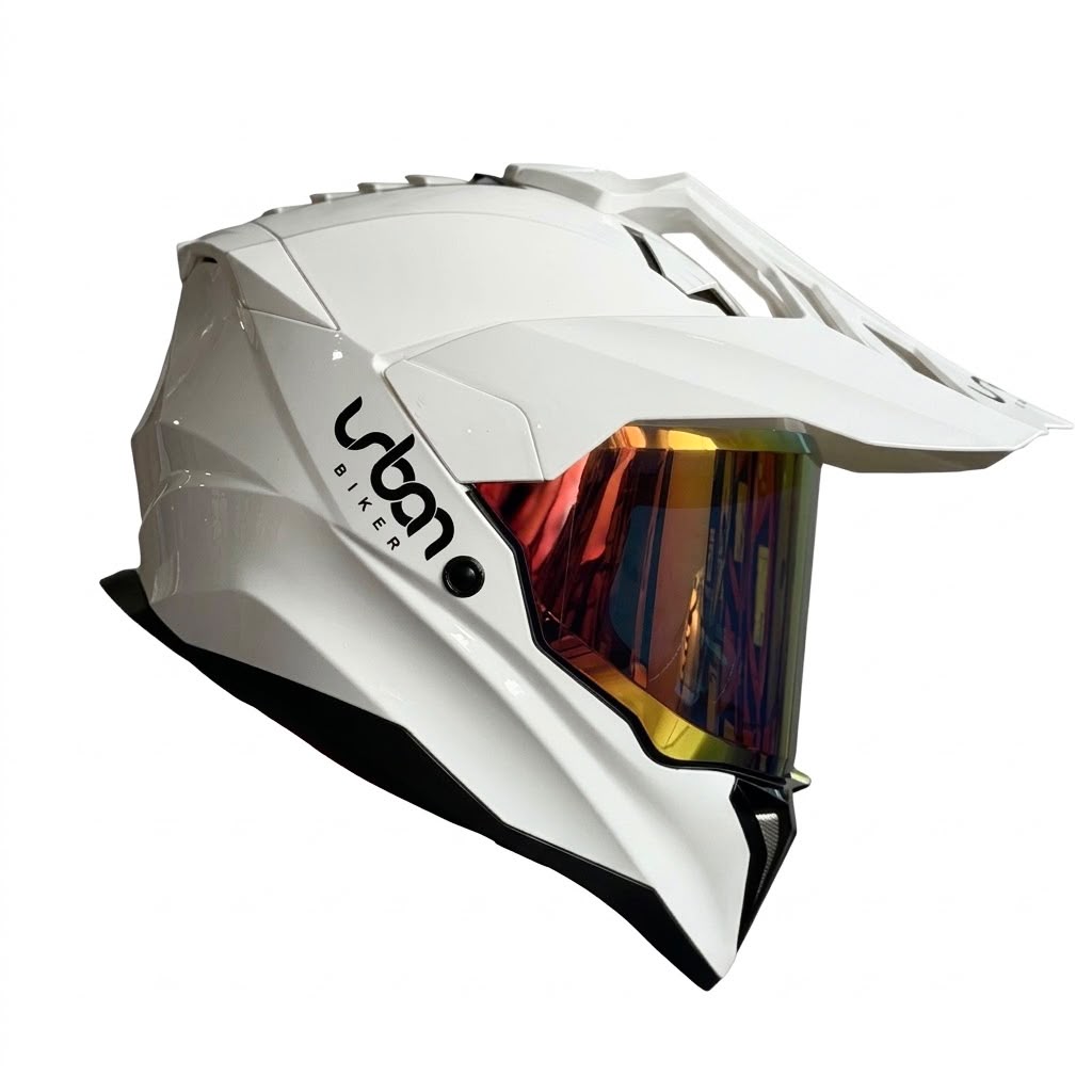 CASCO CERTIFICADO DOBLE PROPÓSITO URBAN BIKER – URBAN 89 PEARL BLAZE CON VISOR ROJO IRIDIUM + VISOR TRANSPARENTE + PELÍCULA ANTIEMPAÑANTE - Imagen 4