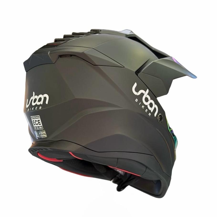 CASCO CERTIFICADO DOBLE PROPÓSITO URBAN BIKER - URBAN 89 OBSIDIAN CON VISOR DORADO TORNASOL + VISOR TRANSPARENTE + PELÍCULA ANTIEMPAÑANTE - Imagen 6