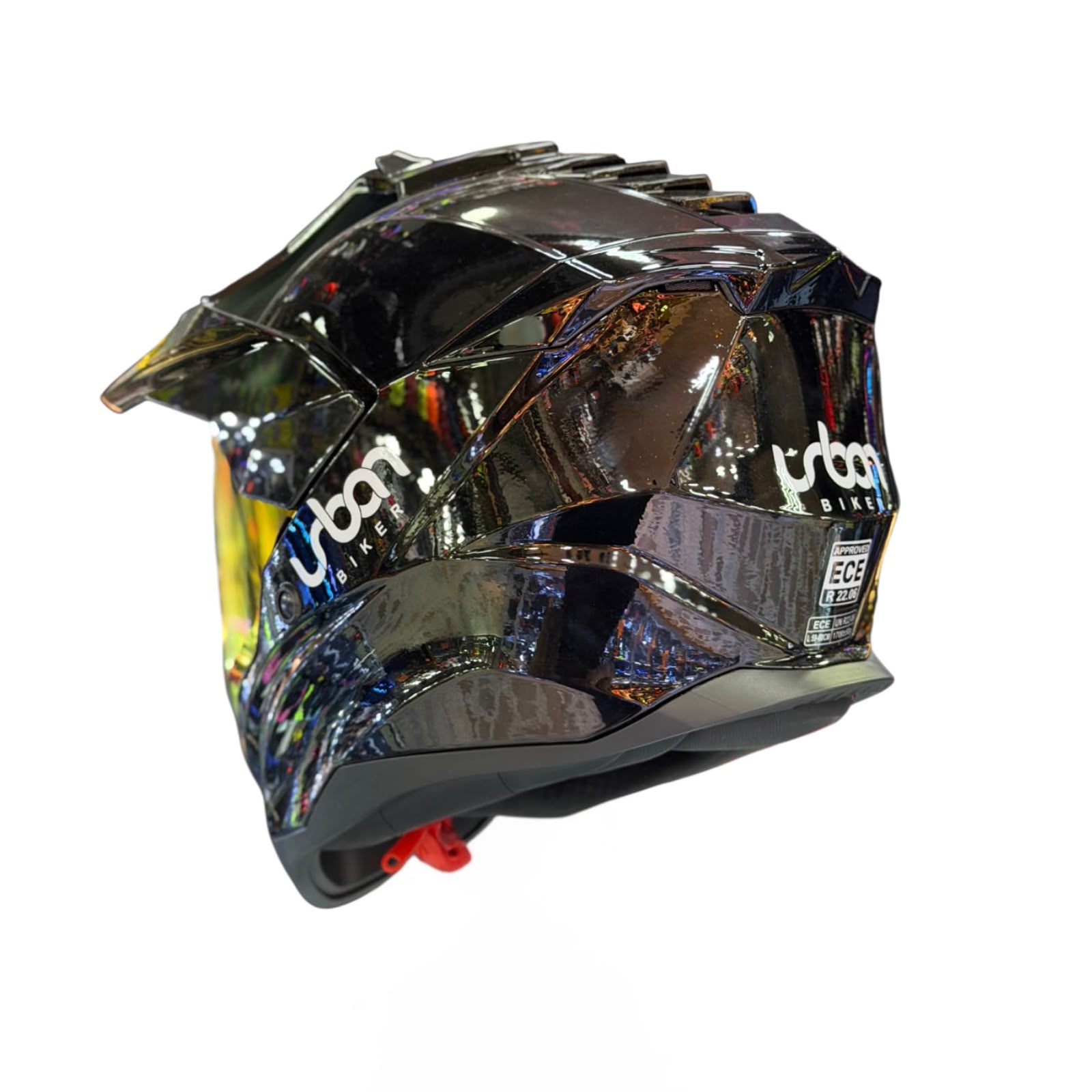 CASCO CERTIFICADO DOBLE PROPÓSITO URBAN BIKER - URBAN 89 OBSIDIAN SHINE CON VISOR ROJO TORNASOL + VISOR TRANSPARENTE + PELÍCULA ANTIEMPAÑANTE - Imagen 4