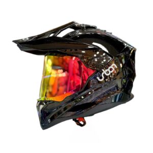 CASCO CERTIFICADO DOBLE PROPÓSITO URBAN BIKER - URBAN 89 OBSIDIAN SHINE CON VISOR ROJO TORNASOL + VISOR TRANSPARENTE + PELÍCULA ANTIEMPAÑANTE