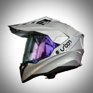 CASCO CERTIFICADO DOBLE PROPÓSITO URBAN BIKER - URBAN 89 TITANIUM STORM CON VISOR MORADO + VISOR TRANSPARENTE + PELÍCULA ANTIEMPAÑANTE
