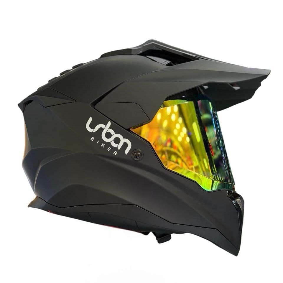 CASCO CERTIFICADO DOBLE PROPÓSITO URBAN BIKER - URBAN 89 OBSIDIAN CON VISOR DORADO TORNASOL + VISOR TRANSPARENTE + PELÍCULA ANTIEMPAÑANTE - Imagen 2