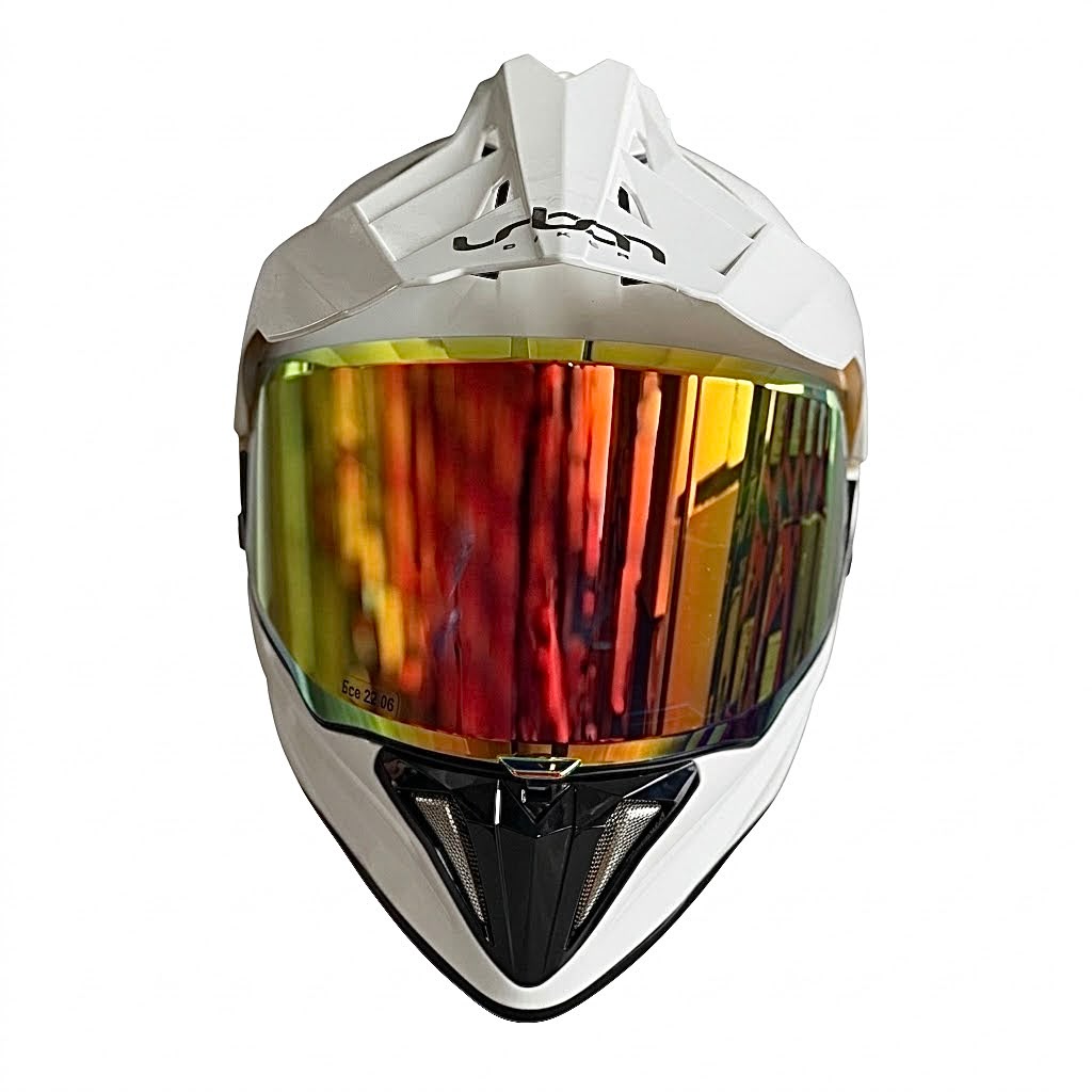CASCO CERTIFICADO DOBLE PROPÓSITO URBAN BIKER – URBAN 89 PEARL BLAZE CON VISOR ROJO IRIDIUM + VISOR TRANSPARENTE + PELÍCULA ANTIEMPAÑANTE - Imagen 5