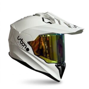 CASCO CERTIFICADO DOBLE PROPÓSITO URBAN BIKER – URBAN 89 PEARL BLAZE CON VISOR DORADO+ VISOR TRANSPARENTE + PELÍCULA ANTIEMPAÑANTE