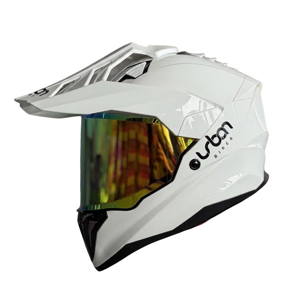 CASCO CERTIFICADO DOBLE PROPÓSITO URBAN BIKER – URBAN 89 PEARL BLAZE CON VISOR DORADO+ VISOR TRANSPARENTE + PELÍCULA ANTIEMPAÑANTE - Imagen 2