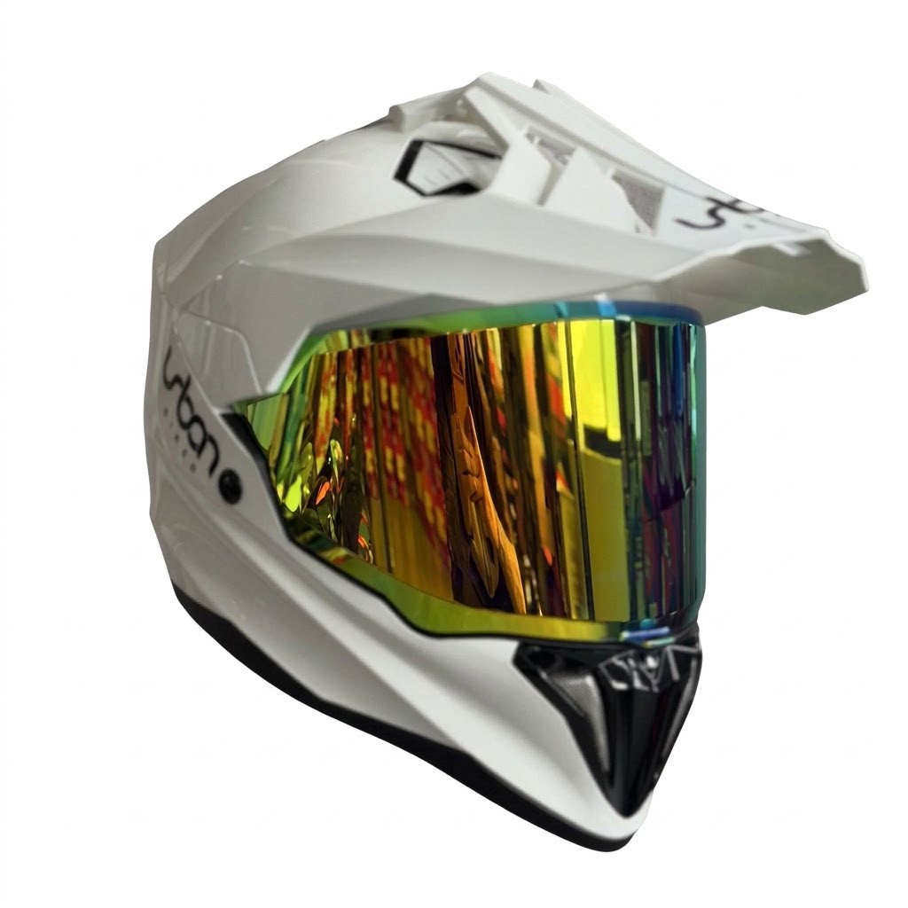 CASCO CERTIFICADO DOBLE PROPÓSITO URBAN BIKER – URBAN 89 PEARL BLAZE CON VISOR DORADO+ VISOR TRANSPARENTE + PELÍCULA ANTIEMPAÑANTE - Imagen 3