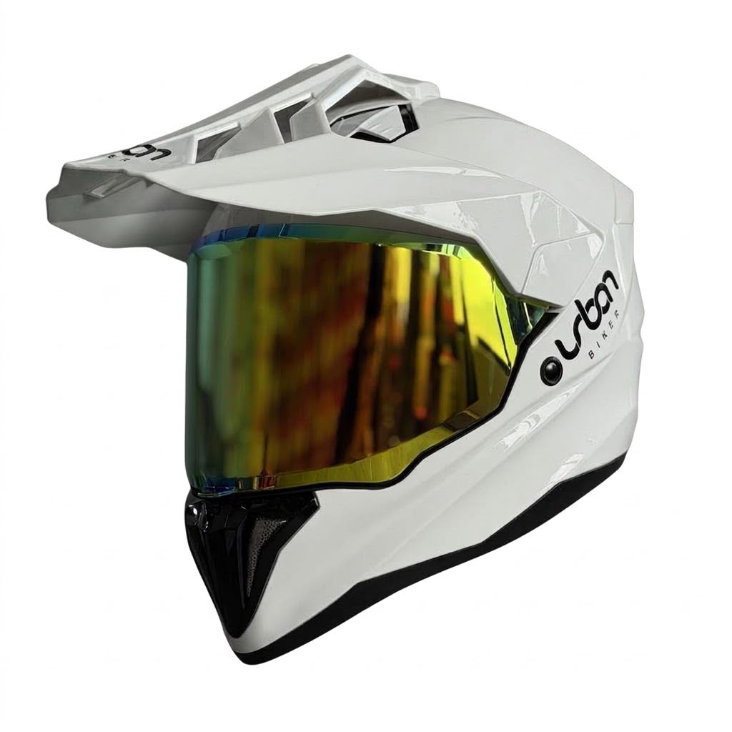 CASCO CERTIFICADO DOBLE PROPÓSITO URBAN BIKER – URBAN 89 PEARL BLAZE CON VISOR DORADO+ VISOR TRANSPARENTE + PELÍCULA ANTIEMPAÑANTE - Imagen 4