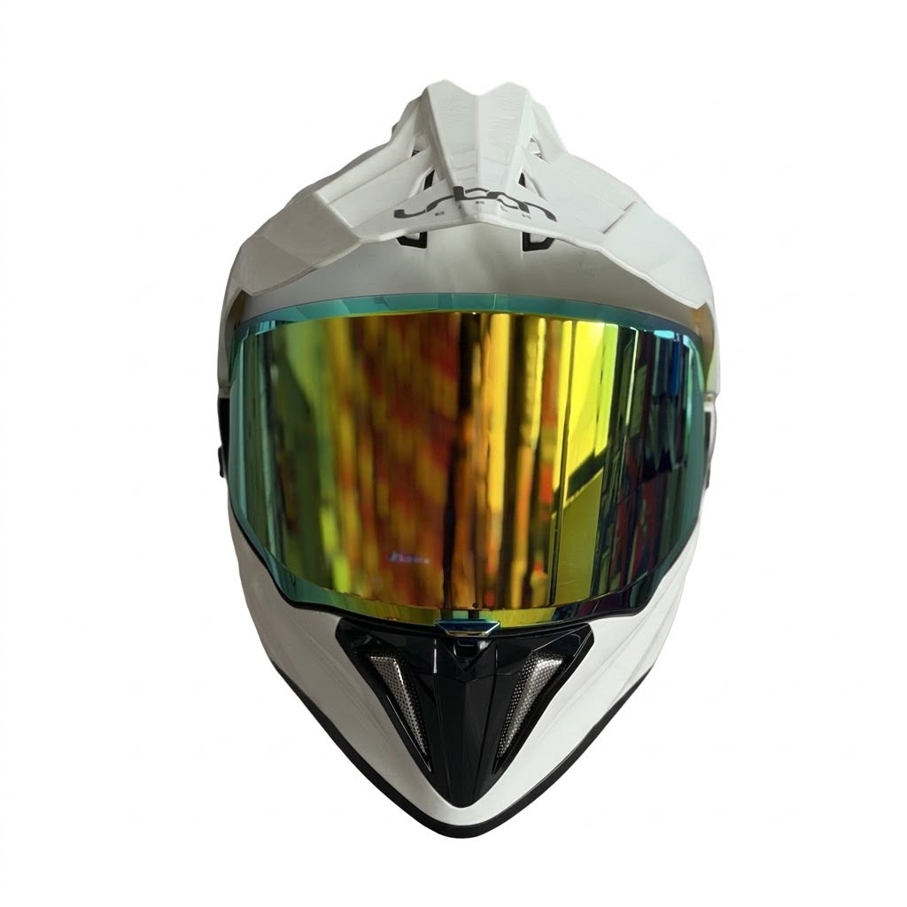 CASCO CERTIFICADO DOBLE PROPÓSITO URBAN BIKER – URBAN 89 PEARL BLAZE CON VISOR DORADO+ VISOR TRANSPARENTE + PELÍCULA ANTIEMPAÑANTE - Imagen 7