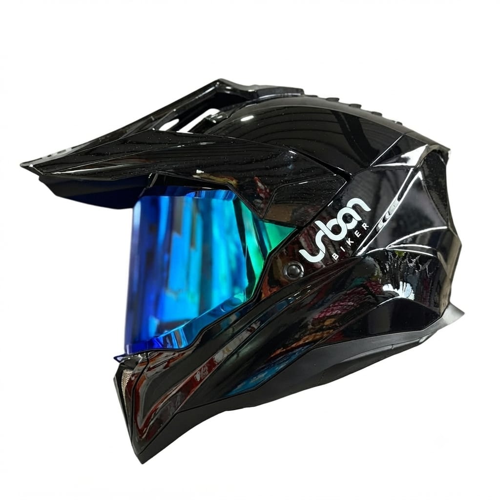 CASCO CERTIFICADO DOBLE PROPÓSITO URBAN BIKER – URBAN 89 OBSIDIAN SHINE CON VISOR AZUL + VISOR TRANSPARENTE + PELÍCULA ANTIEMPAÑANTE - Imagen 3