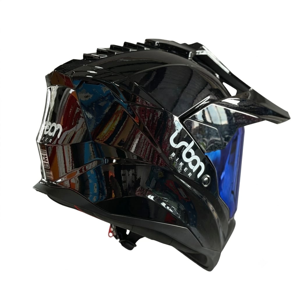 CASCO CERTIFICADO DOBLE PROPÓSITO URBAN BIKER – URBAN 89 OBSIDIAN SHINE CON VISOR AZUL + VISOR TRANSPARENTE + PELÍCULA ANTIEMPAÑANTE - Imagen 6