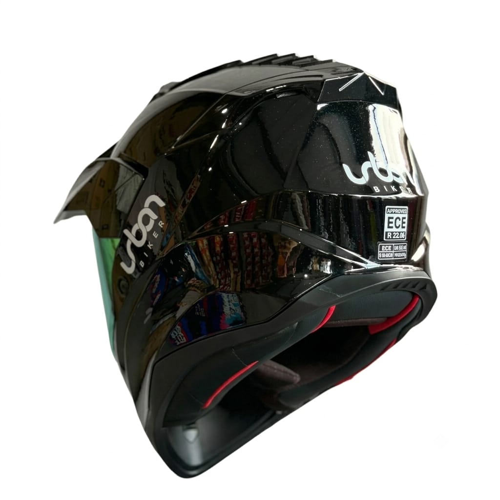 CASCO CERTIFICADO DOBLE PROPÓSITO URBAN BIKER – URBAN 89 OBSIDIAN SHINE CON VISOR AZUL + VISOR TRANSPARENTE + PELÍCULA ANTIEMPAÑANTE - Imagen 5