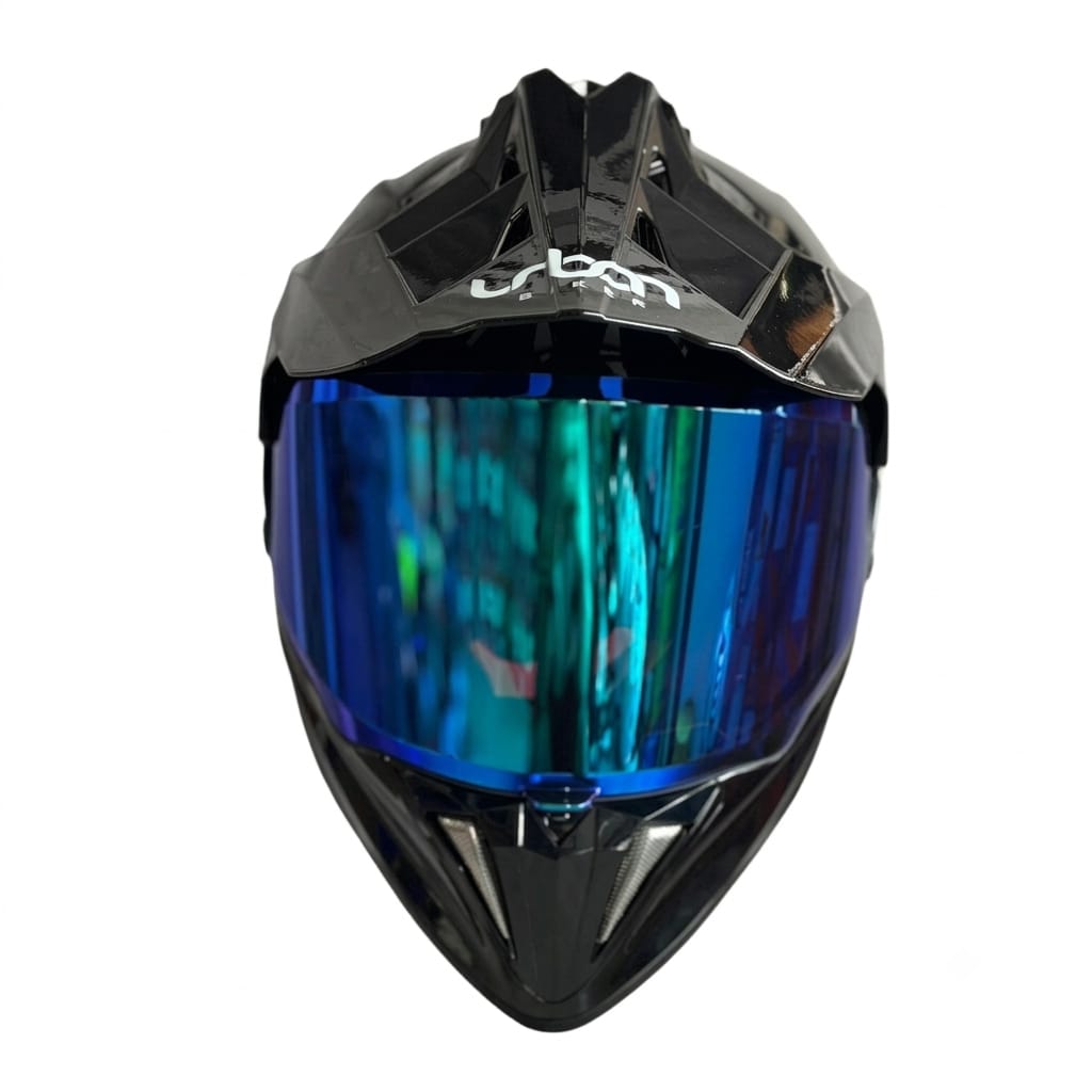 CASCO CERTIFICADO DOBLE PROPÓSITO URBAN BIKER – URBAN 89 OBSIDIAN SHINE CON VISOR AZUL + VISOR TRANSPARENTE + PELÍCULA ANTIEMPAÑANTE - Imagen 7