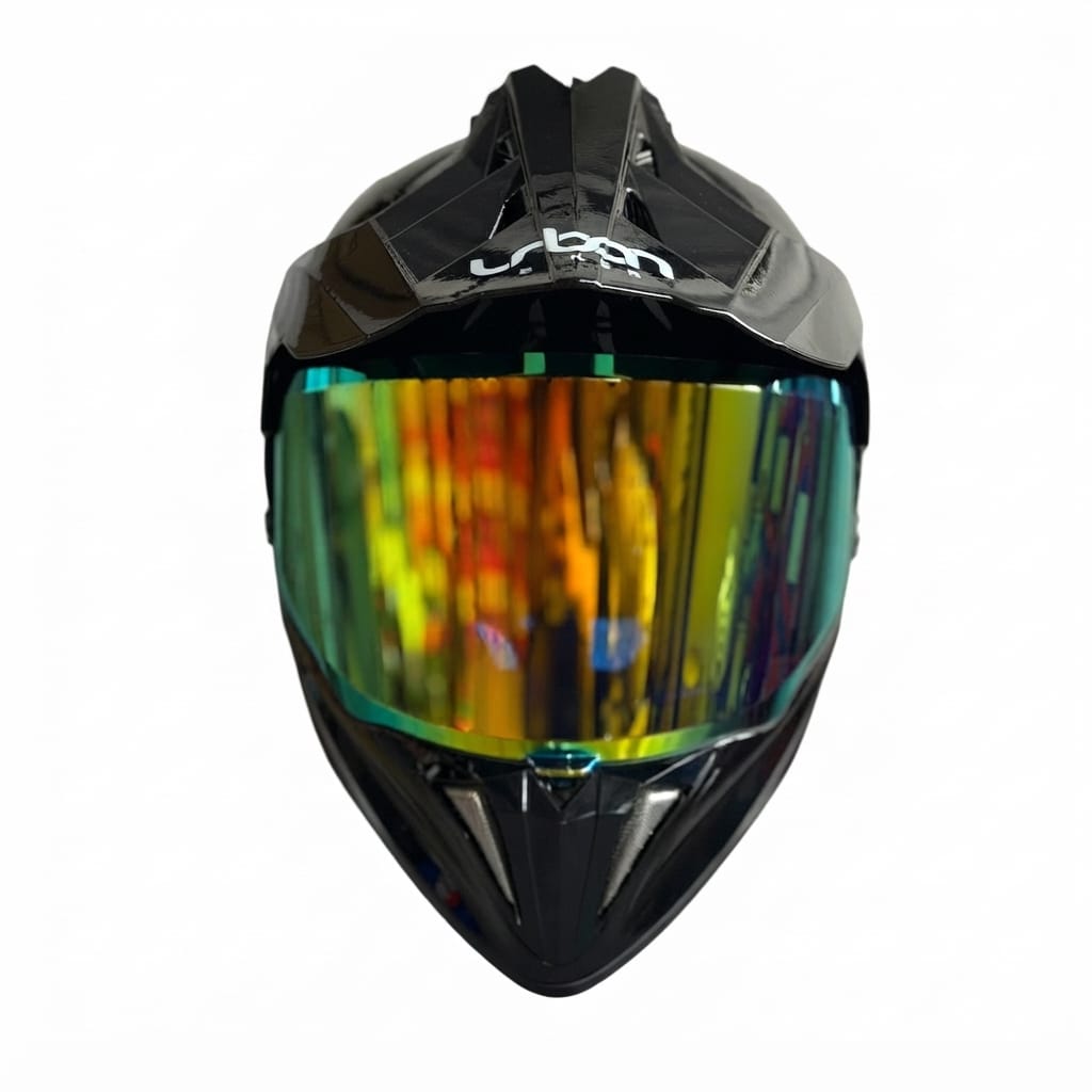 CASCO CERTIFICADO DOBLE PROPÓSITO URBAN BIKER – URBAN 89 OBSIDIAN SHINE CON VISOR DORADO + VISOR TRANSPARENTE + PELÍCULA ANTIEMPAÑANTE - Imagen 7