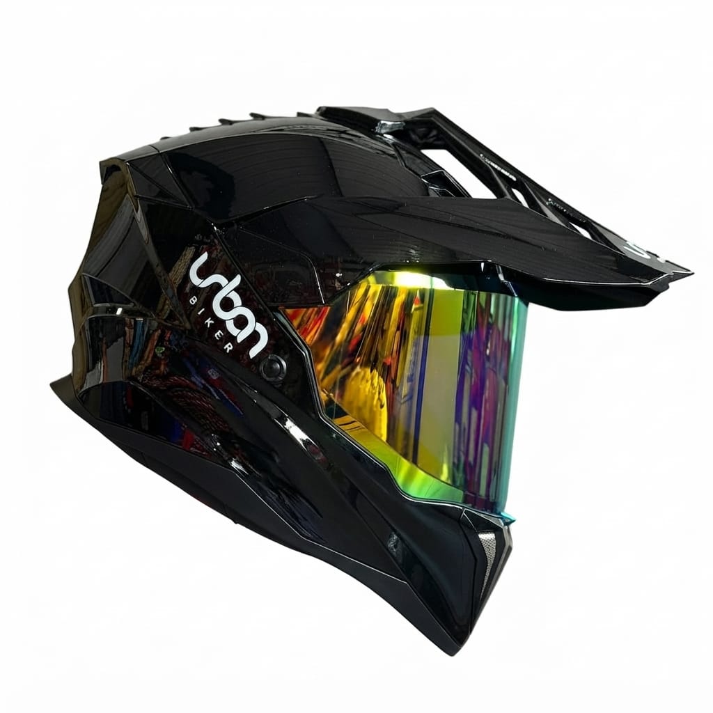 CASCO CERTIFICADO DOBLE PROPÓSITO URBAN BIKER – URBAN 89 OBSIDIAN SHINE CON VISOR DORADO + VISOR TRANSPARENTE + PELÍCULA ANTIEMPAÑANTE - Imagen 3