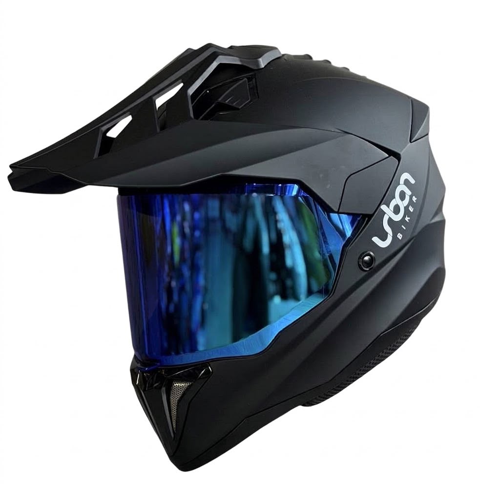 CASCO CERTIFICADO DOBLE PROPÓSITO URBAN BIKER – URBAN 89 OBSIDIAN CON VISOR AZUL + VISOR TRANSPARENTE + PELÍCULA ANTIEMPAÑANTE - Imagen 3