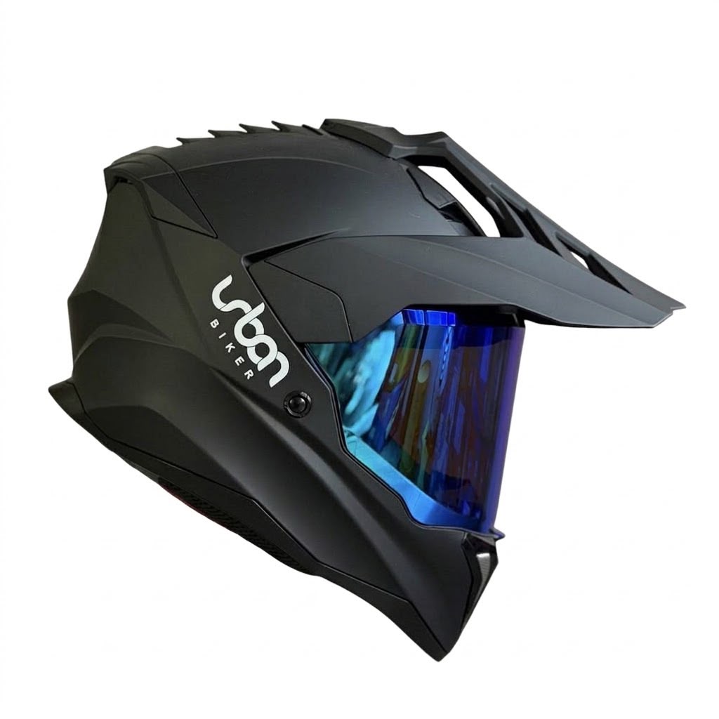 CASCO CERTIFICADO DOBLE PROPÓSITO URBAN BIKER – URBAN 89 OBSIDIAN CON VISOR AZUL + VISOR TRANSPARENTE + PELÍCULA ANTIEMPAÑANTE - Imagen 2
