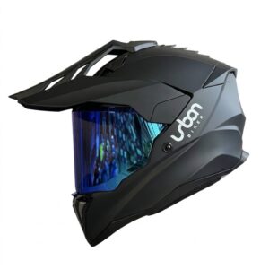 CASCO CERTIFICADO DOBLE PROPÓSITO URBAN BIKER – URBAN 89 OBSIDIAN CON VISOR AZUL + VISOR TRANSPARENTE + PELÍCULA ANTIEMPAÑANTE